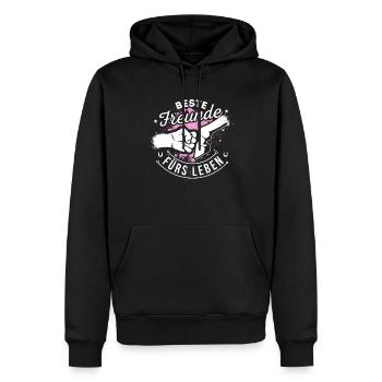 Pferd Pferde Reiten Beste Freunde - Männer Premium Bio Hoodie - Schwarz - Vorne - Nico (187cm)