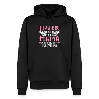 FEUERWEHRFRAU - Mama sein ist unbezahlbar - Männer Premium Bio Hoodie - Schwarz - Vorne - Nico (187cm)