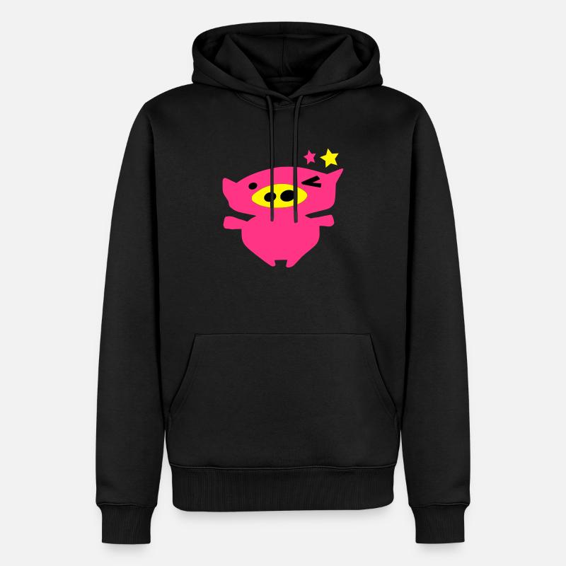 cute_pink_piggy_face_vec10_c3 - Sweat à capuche Premium bio Homme - noir