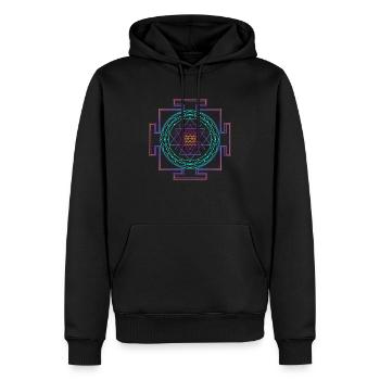 Sri Yantra - en filigrane - Sweat à capuche Premium bio Homme - noir - Devant - Nico (187cm)