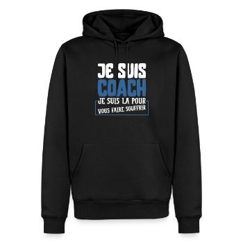 Coach souffrir cadeau - Sweat à capuche Premium bio Homme - noir - Devant - Nico (187cm)