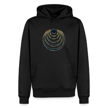 Mond Zauber, digital blau gold, Intuition, - Männer Premium Bio Hoodie - Schwarz - Vorne - Nico (187cm)