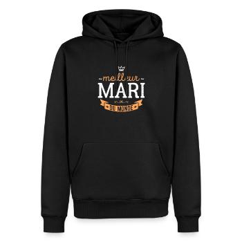 Meilleur mari cadeau - Sweat à capuche Premium bio Homme - noir - Devant - Nico (187cm)