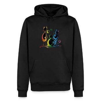 Famille de chat - Sweat à capuche Premium bio Homme - noir - Devant - Nico (187cm)