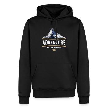 Wallis T-Shirt Wallis 1815, Matterhorn, Matterhorn - Männer Premium Bio Hoodie - Schwarz - Vorne - Nico (187cm)