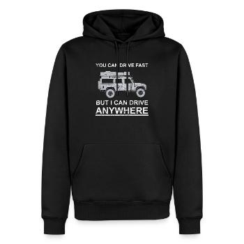 You can drive presque, but i can drive anywhere - Sweat à capuche Premium bio Homme - noir - Devant - Nico (187cm)