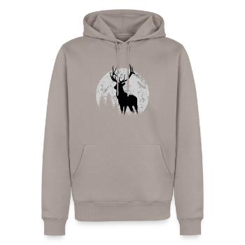 cerf - Sweat à capuche Premium bio Homme - taupe - Devant - Nico (187cm)