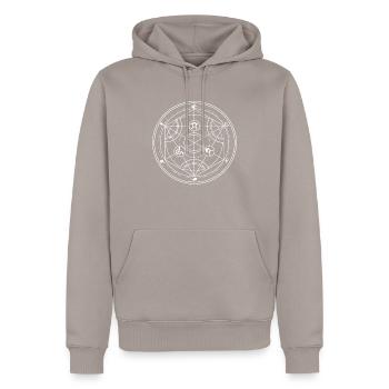 Alchemist aus metallischem Stahl - Männer Premium Bio Hoodie - Taupe - Vorne - Nico (187cm)