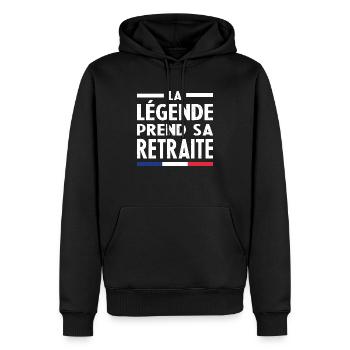 La Légende Prend Sa Retraite - Sweat à capuche Premium bio Homme - noir - Devant - Nico (187cm)