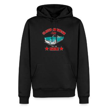 Classic American Cars Garage, Straßenkreutzer - Männer Premium Bio Hoodie - Schwarz - Vorne - Nico (187cm)