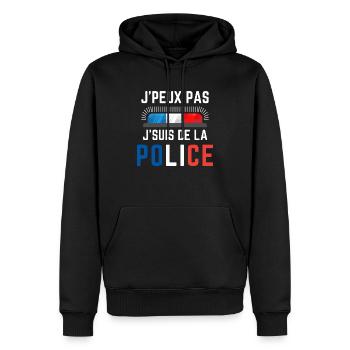 J'peux pas j'suis de la Police - Sweat à capuche Premium bio Homme - noir - Devant - Nico (187cm)