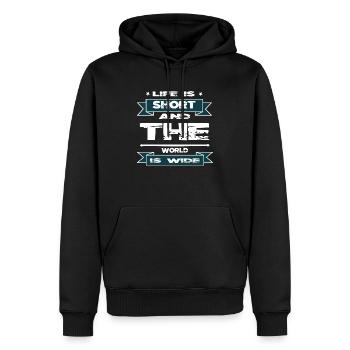 all in travel bug unique travelling inspirational - Männer Premium Bio Hoodie - Schwarz - Vorne - Nico (187cm)
