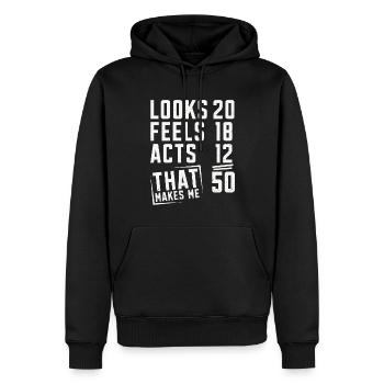50Ème anniversaire 50 ans anniversaire disant cadeau - Sweat à capuche Premium bio Homme - noir - Devant - Nico (187cm)