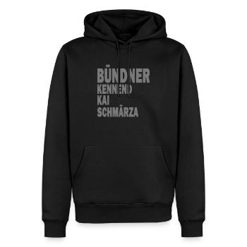bündner kennend kai schmärza - Männer Premium Bio Hoodie - Schwarz - Vorne - Nico (187cm)