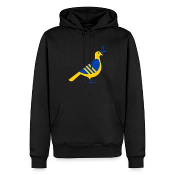UKRAINE FRIEDENSTAUBE - Männer Premium Bio Hoodie - Schwarz - Vorne - Nico (187cm)