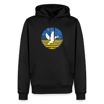 Ukraine Shirt mit Friedenstaube - Männer Premium Bio Hoodie - Schwarz - Vorne - Nico (187cm)