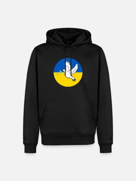 Ukraine Flag with peace dove - Männer Premium Bio Hoodie - Schwarz