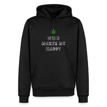 l’herbe me rend heureux cannabis marijuana - Sweat à capuche Premium bio Homme - noir - Devant - Nico (187cm)