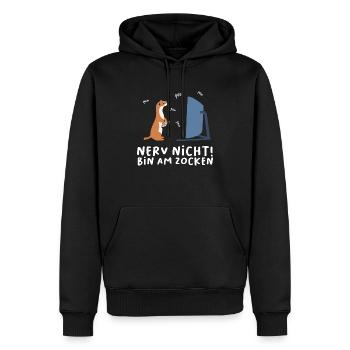 Bin am Zocken Gaming Fuchs - Männer Premium Bio Hoodie - Schwarz - Vorne - Nico (187cm)