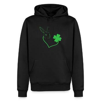 Rabbit Cloverleaf Lucky Charm Love - Men’s Premium Organic Hoodie - black - Front - Nico (187cm)
