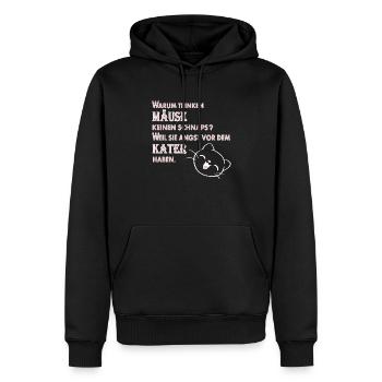 Warum trinken Mäusen keinen Schnaps? Weil sie ... - Männer Premium Bio Hoodie - Schwarz - Vorne - Nico (187cm)