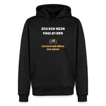 Ich bin kein Faulenzer ich bin König des Sofas - Männer Premium Bio Hoodie - Schwarz - Vorne - Nico (187cm)