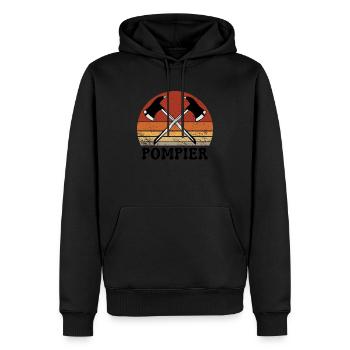 Pompier - Sunset Vintage Rétro - Sweat à capuche Premium bio Homme - noir - Devant - Nico (187cm)