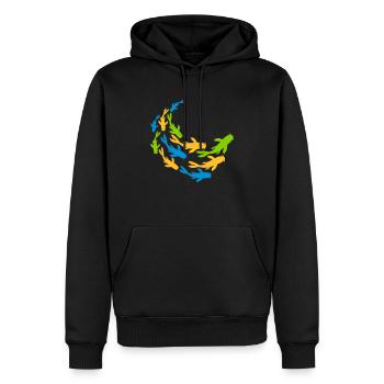 Bunter Schwarm Koi Fische - Männer Premium Bio Hoodie - Schwarz - Vorne - Nico (187cm)