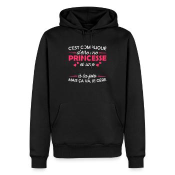 princesse et / cadeau femme personnalisé - Sweat à capuche Premium bio Homme - noir - Devant - Nico (187cm)