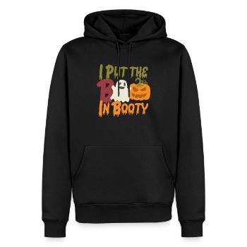 Cute Halloween Design, Boo, Booty, Ghost, Pumpkin - Men’s Premium Organic Hoodie - black - Front - Nico (187cm)