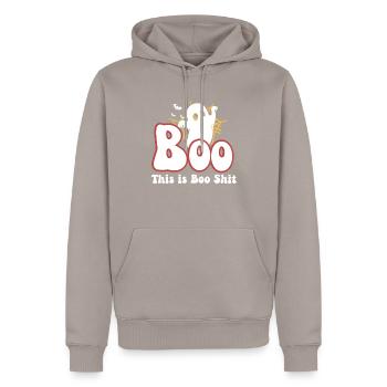 This is Boo Sheet - Sweat à capuche Premium bio Homme - taupe - Devant - Nico (187cm)