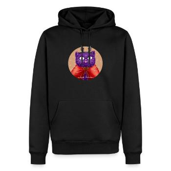 Chat vampire - Sweat à capuche Premium bio Homme - noir - Devant - Nico (187cm)