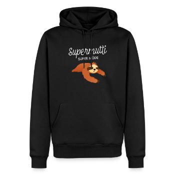 Supermutti Super Müde Faultier Mama Spruch - Männer Premium Bio Hoodie - Schwarz - Vorne - Nico (187cm)