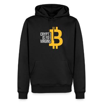 crypto is for virgins - Männer Premium Bio Hoodie - Schwarz - Vorne - Nico (187cm)