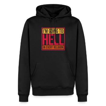 En allant en enfer - Sweat à capuche Premium bio Homme - noir - Devant - Nico (187cm)