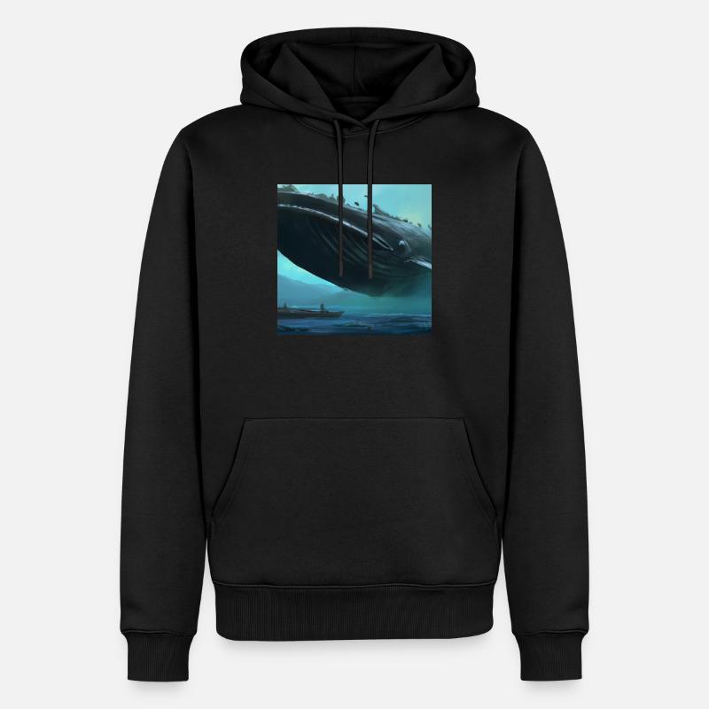 Wal schwebt am Himmel - Männer Premium Bio Hoodie - Schwarz