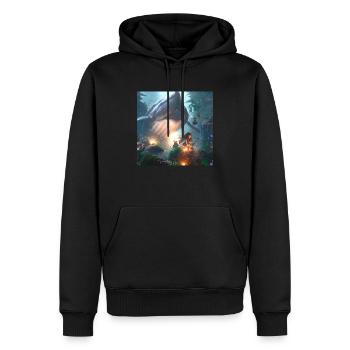 Kreatur im magischen Wald - Männer Premium Bio Hoodie - Schwarz - Vorne - Nico (187cm)