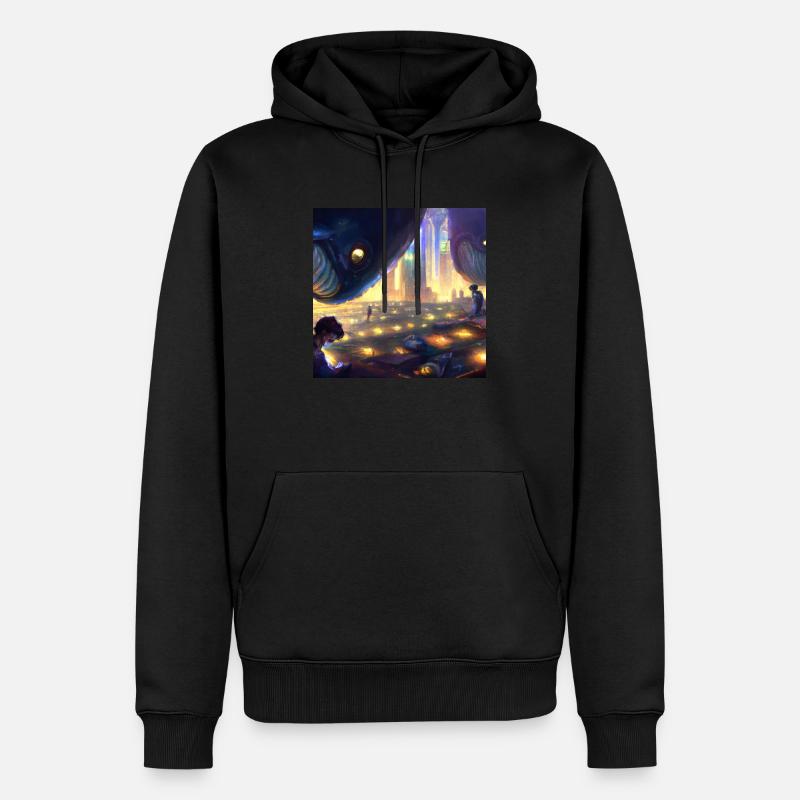 Monstres flottant dans le ciel - Sweat à capuche Premium bio Homme - noir