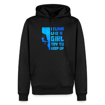 I Climb Like A Girl Try To Keep Up Bouldering Clim - Männer Premium Bio Hoodie - Schwarz - Vorne - Nico (187cm)