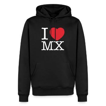 J’aime le Mexique | J’adore MX | I Coeur Mexique - Sweat à capuche Premium bio Homme - noir - Devant - Nico (187cm)