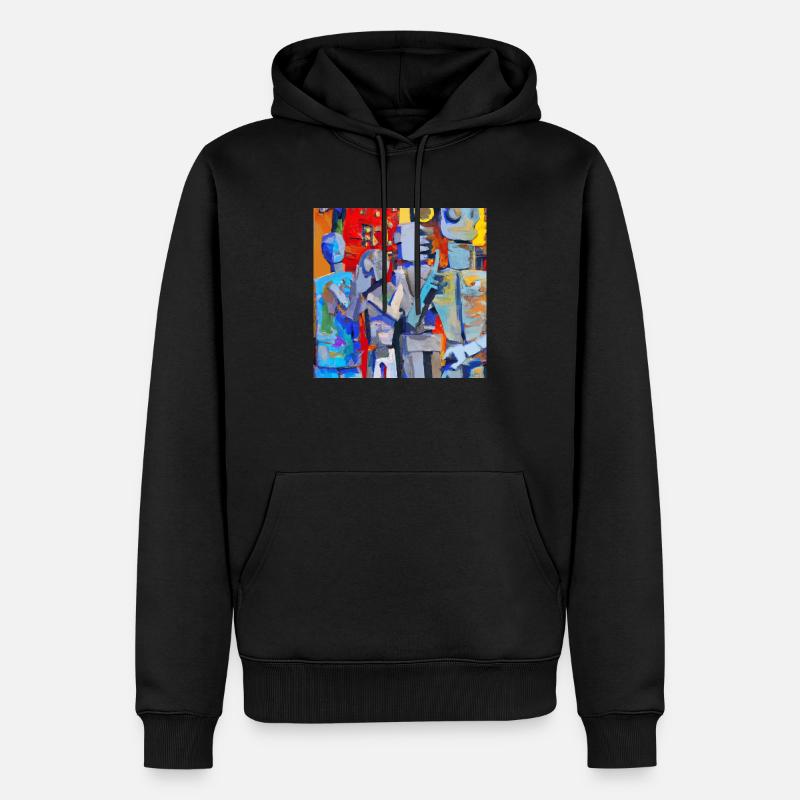 Roboter bei Tisch - Männer Premium Bio Hoodie - Schwarz