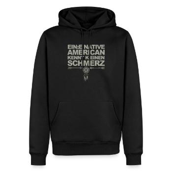 Lustiger Spruch über Gendern & Wokeness - Männer Premium Bio Hoodie - Schwarz - Vorne - Nico (187cm)