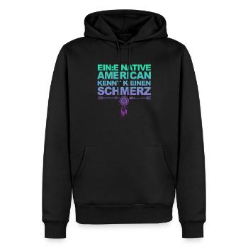 Satire & Ironie: Ein Indianer kennt keinen Schmerz - Männer Premium Bio Hoodie - Schwarz - Vorne - Nico (187cm)