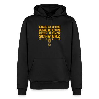 Ironie& Gendern: Ein Indianer kennt keinen Schmerz - Männer Premium Bio Hoodie - Schwarz - Vorne - Nico (187cm)
