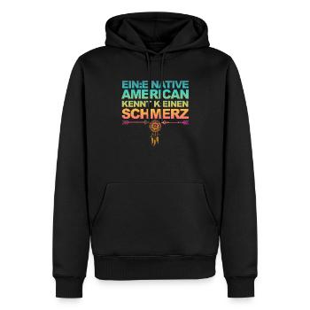 Satire & Ironie: Ein Indianer kennt keinen Schmerz - Männer Premium Bio Hoodie - Schwarz - Vorne - Nico (187cm)