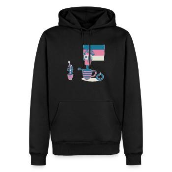 Ein Genie aus dem Kaffee - Männer Premium Bio Hoodie - Schwarz - Vorne - Nico (187cm)
