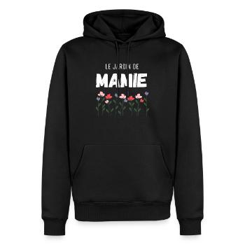 le jardin de mamie - Sweat à capuche Premium bio Homme - noir - Devant - Nico (187cm)