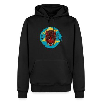 Le diable la nuit - Sweat à capuche Premium bio Homme - noir - Devant - Nico (187cm)