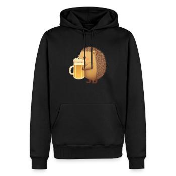 kleiner lustiger Igel mit Bier - Männer Premium Bio Hoodie - Schwarz - Vorne - Nico (187cm)