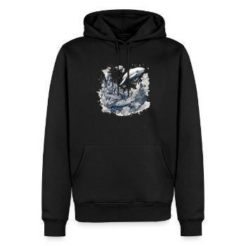 Der Wal - Männer Premium Bio Hoodie - Schwarz - Vorne - Nico (187cm)